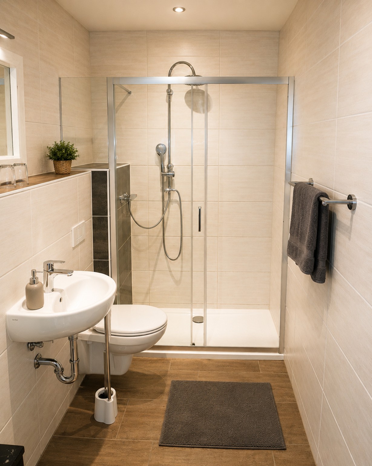 Bad mit großer Dusche in der Ferienwohnung